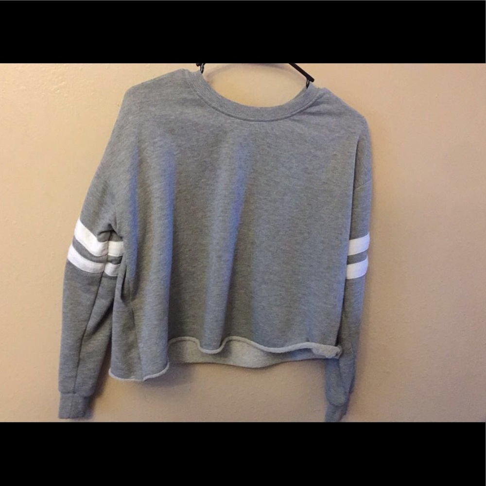 Gray long sleeve crop top